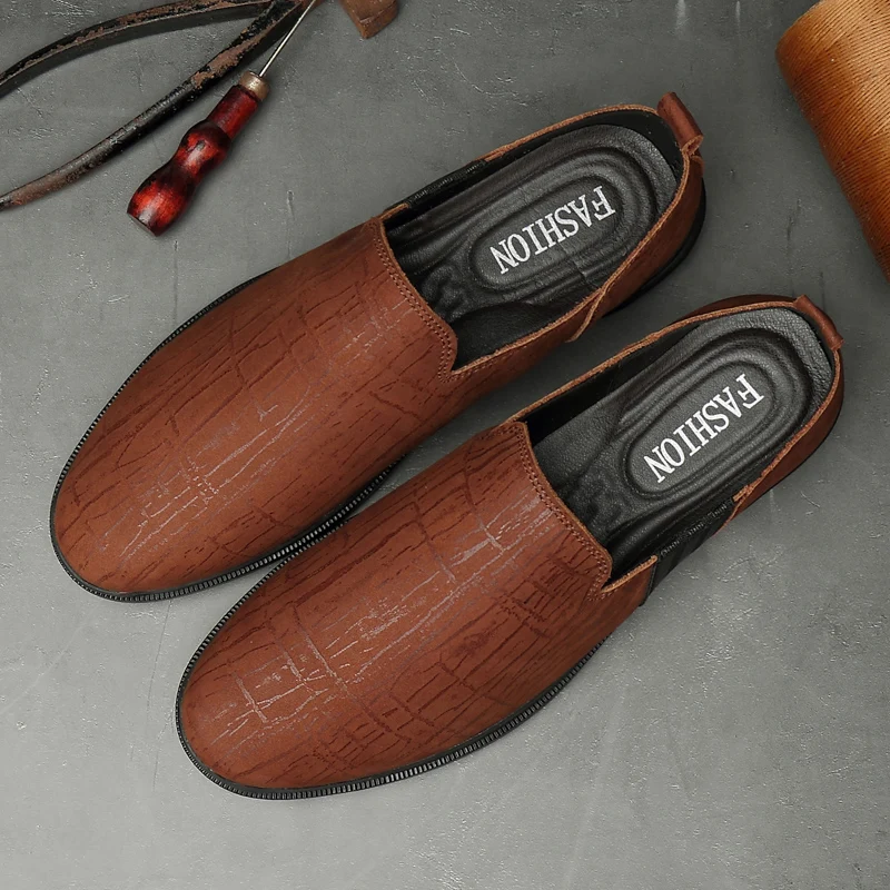 Туфли-оксфорды мужские из натуральной кожи роскошные лоферы без застежки