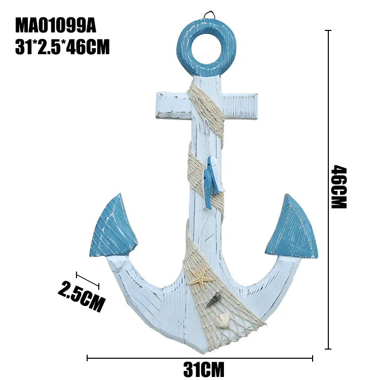 

LAGER WOODEN SEA ANCHOR MEDITERRANEAN HOME WALL HANGING DECORATIVE ART CRAFTS HANDMADE ROOM WALL PENDANT MA01099A 46*31*25 CM