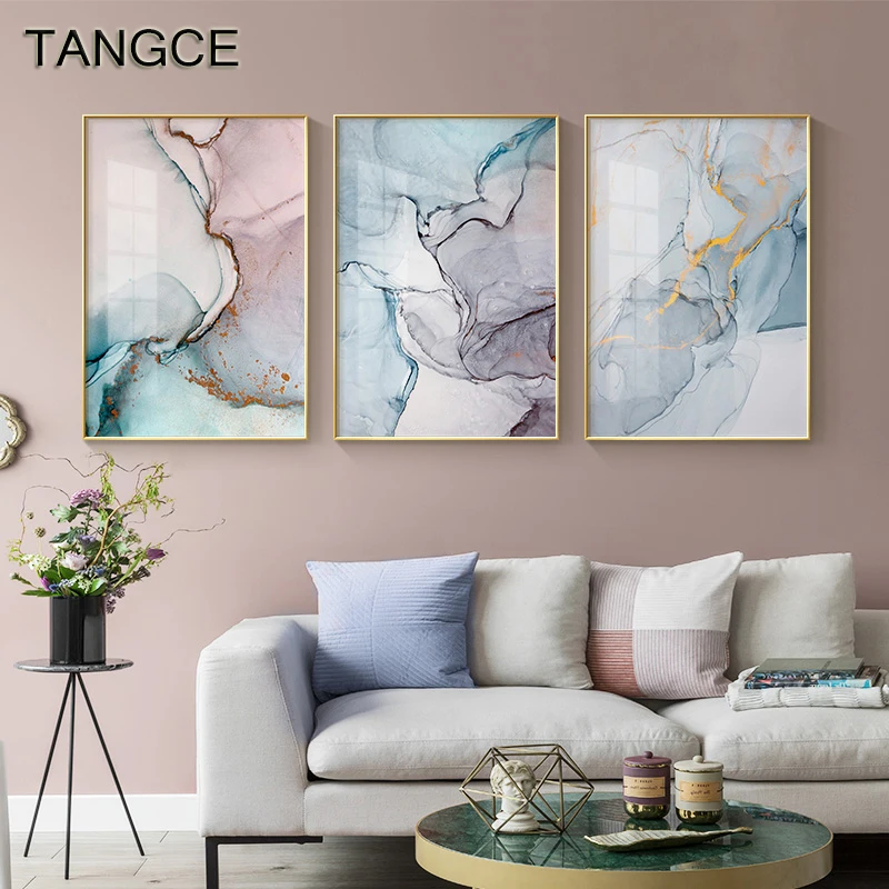 

Modern Marble Texture Abstract Poster Blue Pink Wall Art Print Nordic Living Room Decorative Picture Home Decor Canvas Painting