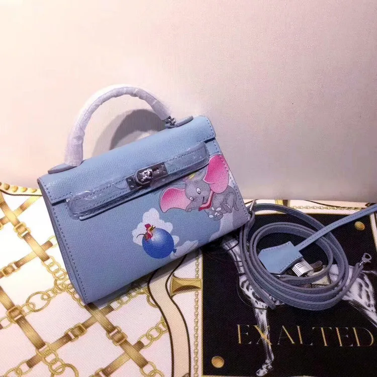 Женская сумка из воловьей кожи ручная печать мультяшная маленькая Летающая