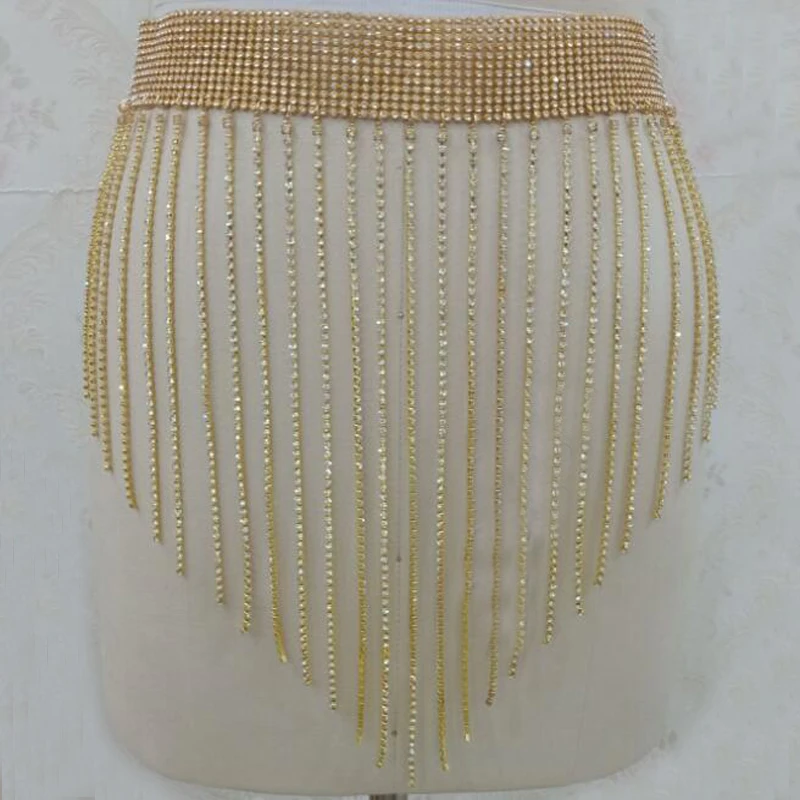 Роскошный свадебный пояс Стразы с золотыми кристаллами женский серебряный