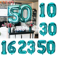 2pcs 32inch tiffany blue foil number balloon kids birthday wedding digital balloons 30 40 50 60 birthday party decoration adult