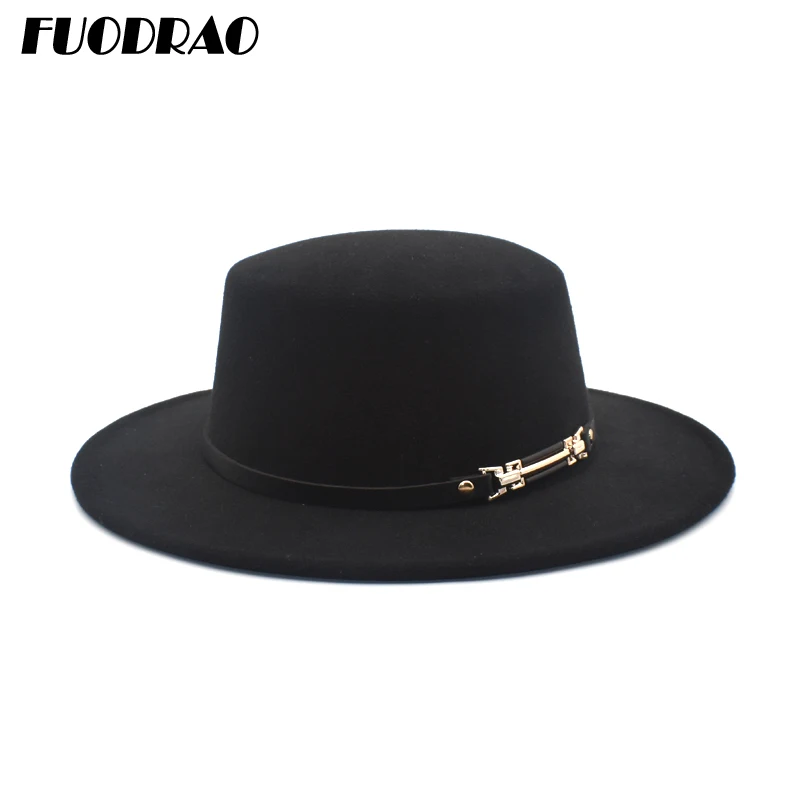 

Женская винтажная шляпа-котелок FUODRAO, черная шляпа-федора из искусственной шерсти, с плоским верхом, модель P9 на осень-зиму 2020