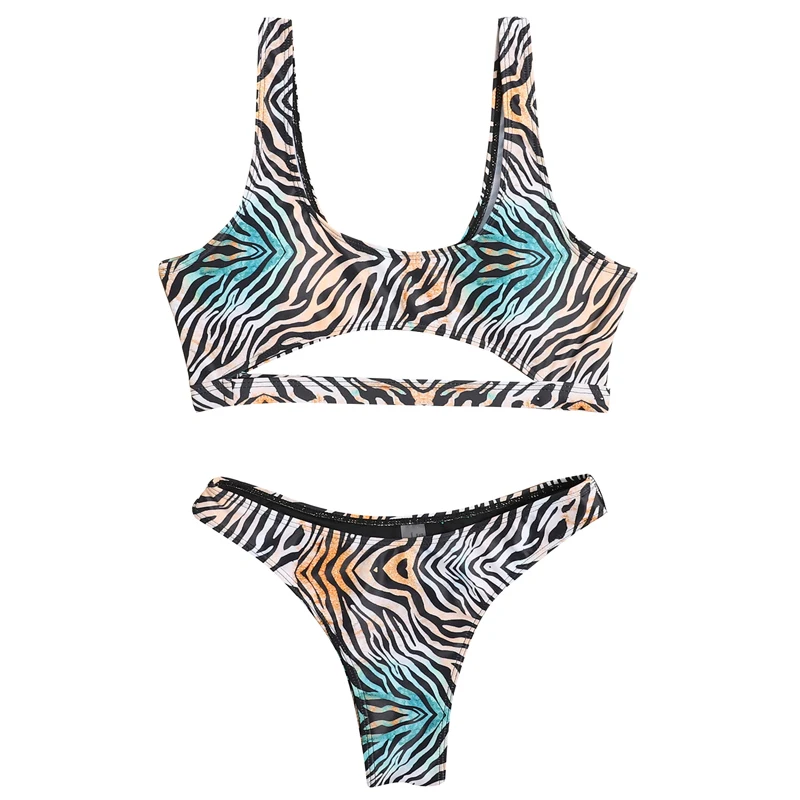 

Monokini Printed Split Bikinis Women Tight Swimsuit Set Push Up Sexy Swimwear Female 2021 New Swimming Beach Pool Bathing Suits