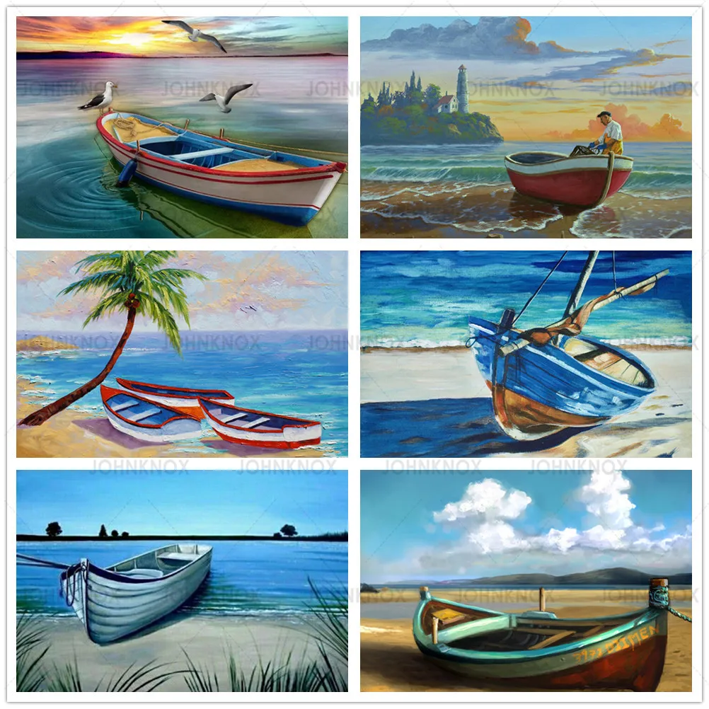 

Sailing Boat Harbour Scenery Diamond Embroidery Cross Stitch 5D Diy Diamond Painting Sea View Mosaic Art Home Decor Manual Gifts