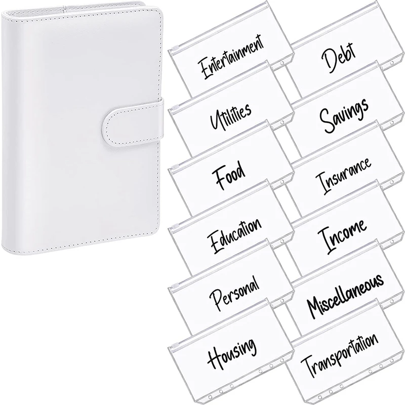 

A6 PU Leather Notebook Magnetic Personal Planning Binder with 12 Binder Pockets Binder Zipper Folder for Bill Planning