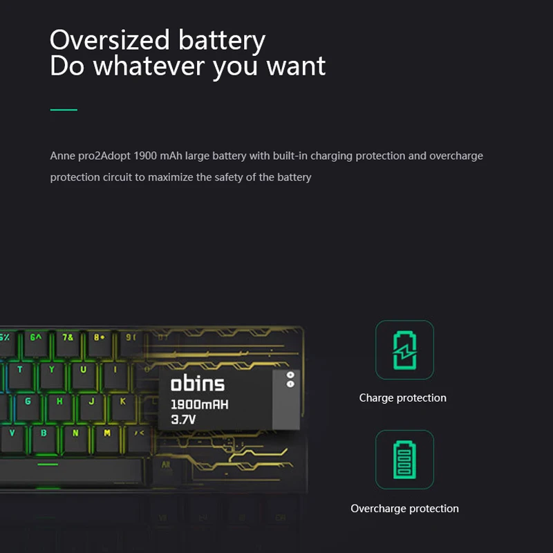 Миниатюрная портативная беспроводная клавиатура ANNE Pro 2 Bluetooth 60% RGB механическая 5 0