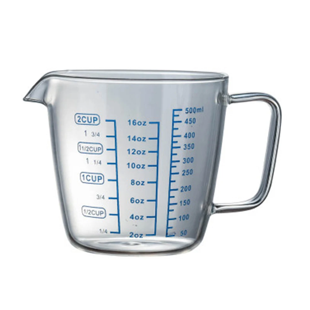 Термостойкая стеклянная мерная чашка со шкалой детская для молока чашки из
