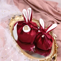 50 hot sales storage holder bunny ears design decorative velvet bag easter gift bag for easter