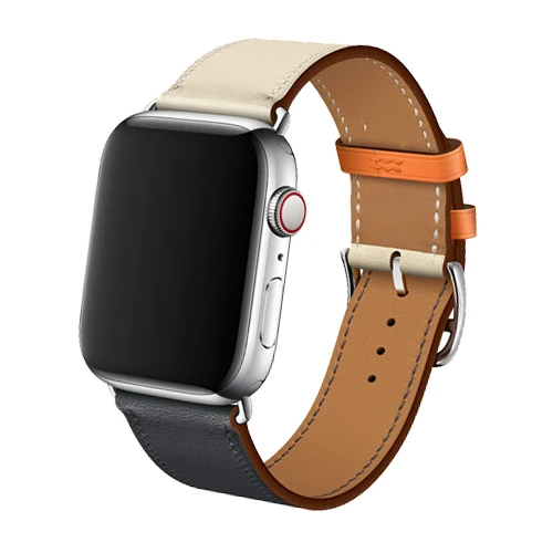 1-Blue and white Кожаный ремешок для наручных часов Apple watch, версии 4, 42 мм, 38 мм, версия один тур Браслет, ремешок на запястье для наручных часов Iwatch серии 5/4/3/2/1 44 мм 40mmAccessories - Band Color: 1-Blue and white