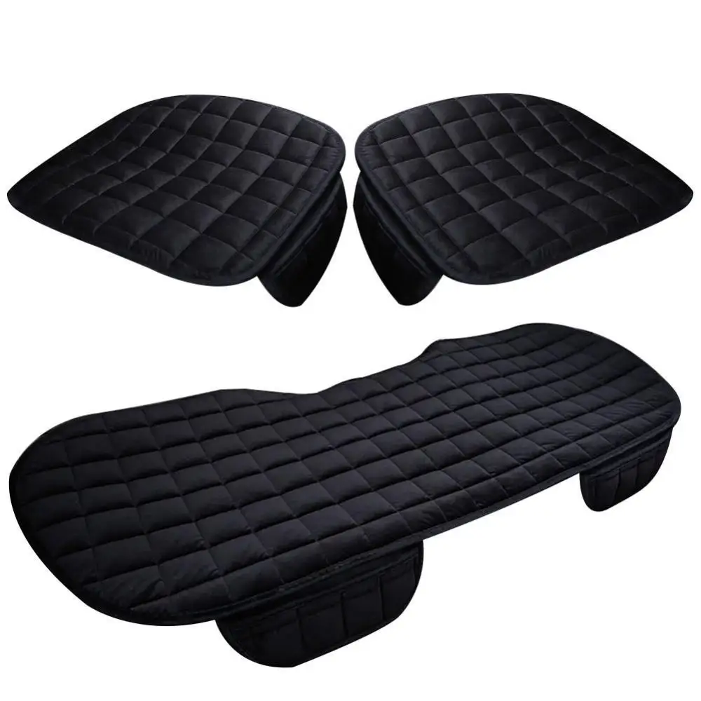 

40% Dropshipping!3Pcs Winter Plush Warm Anti-Slip Car Seat Cushion Cover Set with Storage Pocket pokrowce na fotele samochodowe