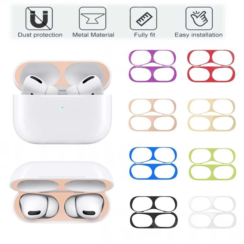 

Metal Dust Guard Sticker Case for Apple Airpods Pro Earphone Cover for Airpods 3 Air Pods 3 2 Headphone Charging Box Accessories