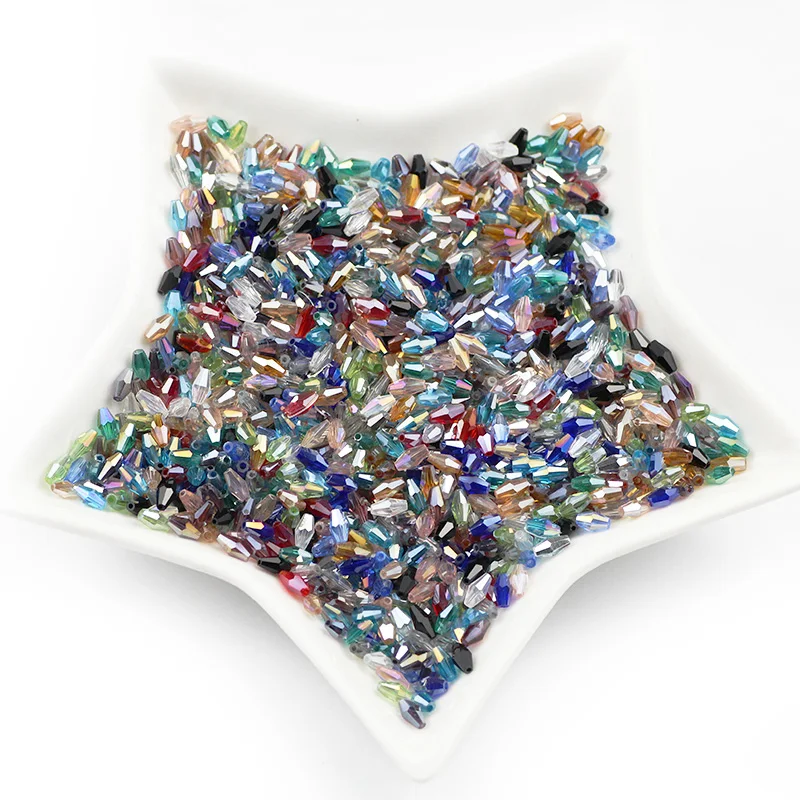 Длинные конусные Австрийские граненые стеклянные бусины 3*6 мм, 100 шт., смешанные цвета, свободные бусины для изготовления украшений, аксессуаров для браслета