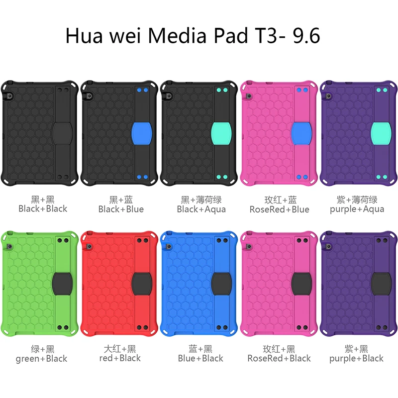 

Black Full Body EVA Cover Huawei Mediapad T5 10.1Kids Case Mediapad T3 9.6 Shockproof Cover with Shoulder Strap Funda Kickstand
