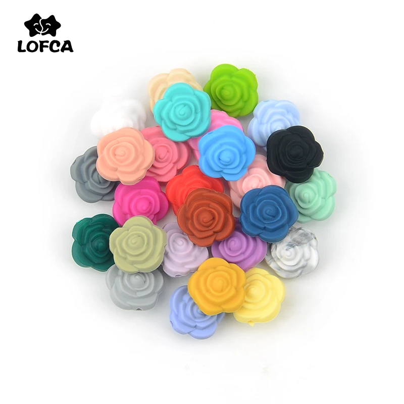 LOFCA 50 шт. двойное лицо силиконовые бусины в форме цветка розы для прорезывания