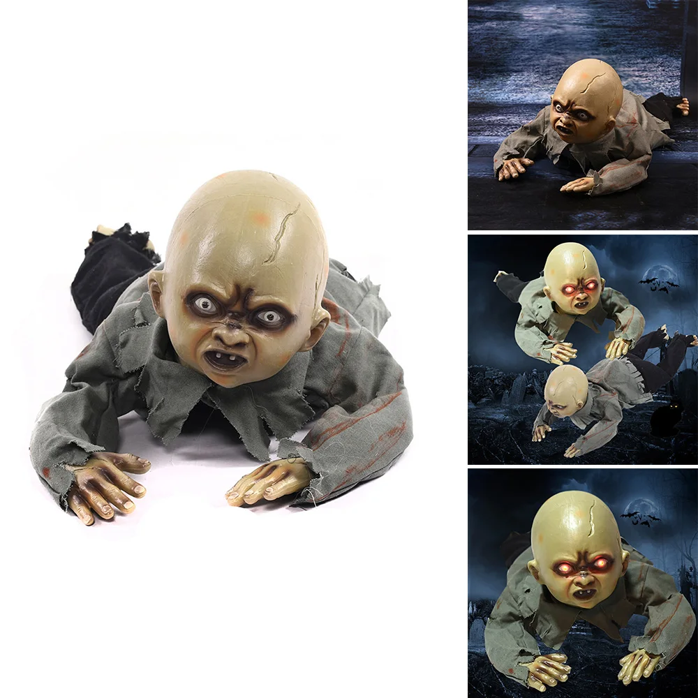 

1 Pcs Halloween Scary Ghost Electric Babies Doll Lifelike Horrifying Animated Crawling Baby for Halloween Decor Props Supplies