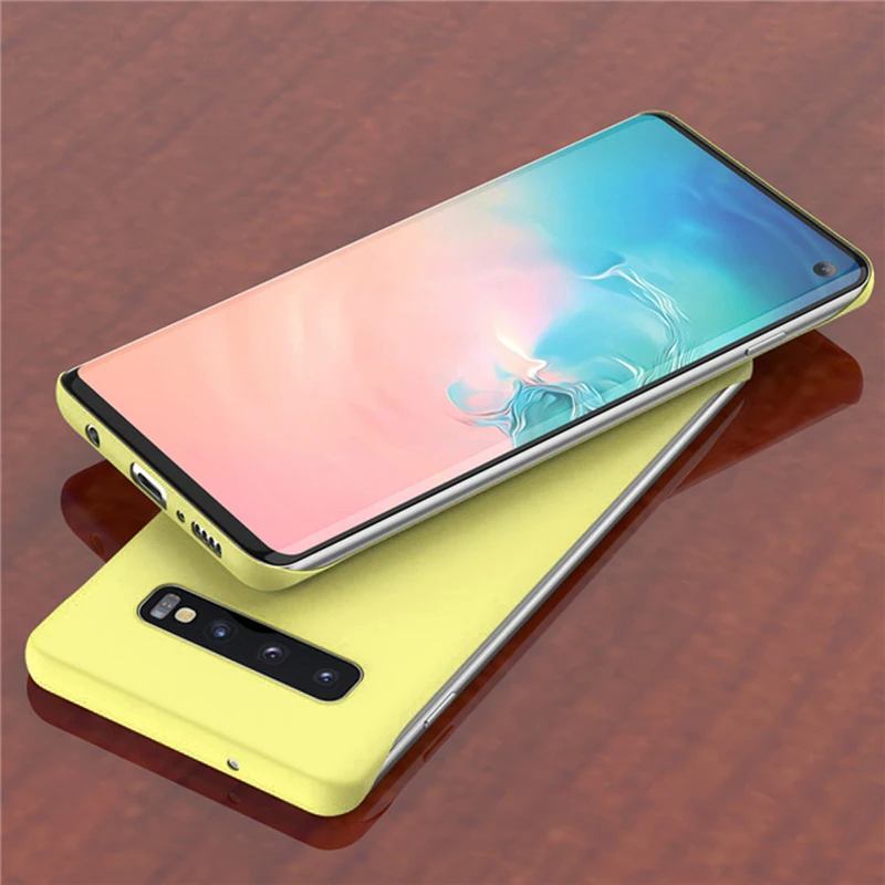 Безрамное чехол для samsung Galaxy S10 S10e Примечание 10+ плюс A10 A20 A30 A50 A40 A70 M20 A7 конфеты чехол s Жесткий матовый поликарбонатный чехол - Цвет: Цвет: желтый