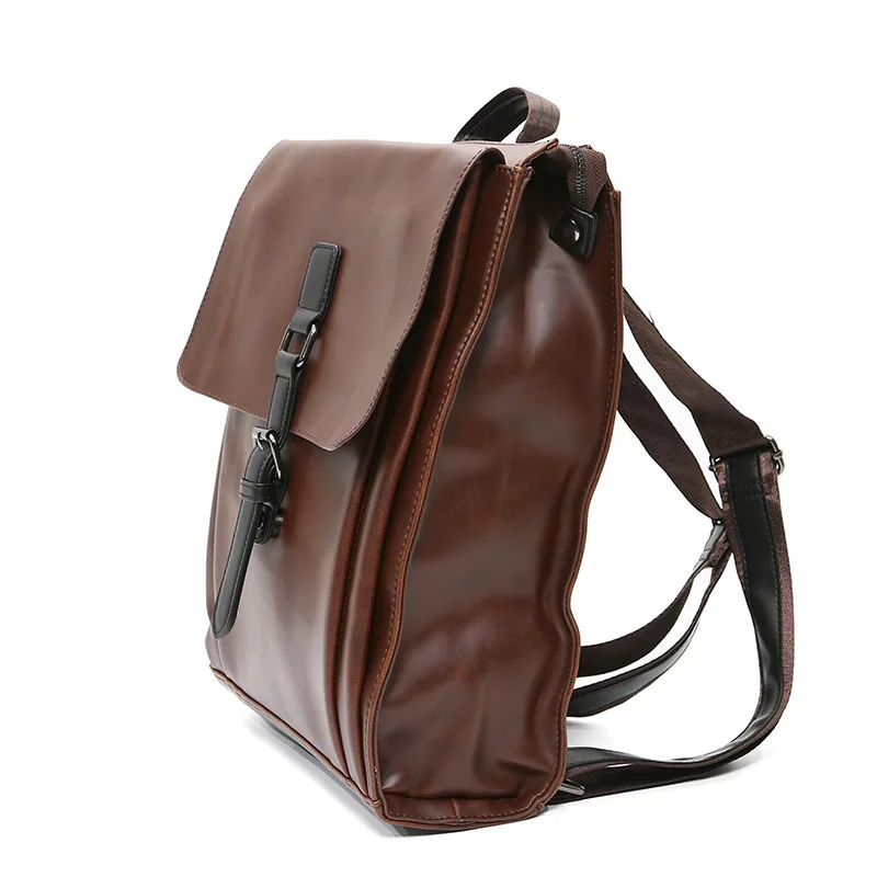 

Men's Business Office Backpack Leather School Travel Bags Boy Computer Laptop Bag Pack Women Vintage Backbag Male Rucksack