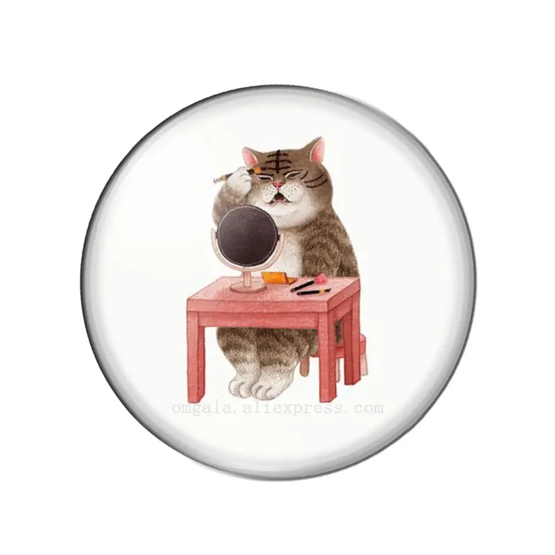 Модная Милая забавная Картина Кот рыбы 10 шт. 12 мм/14 мм/18 мм2 0 мм/25 мм круглая