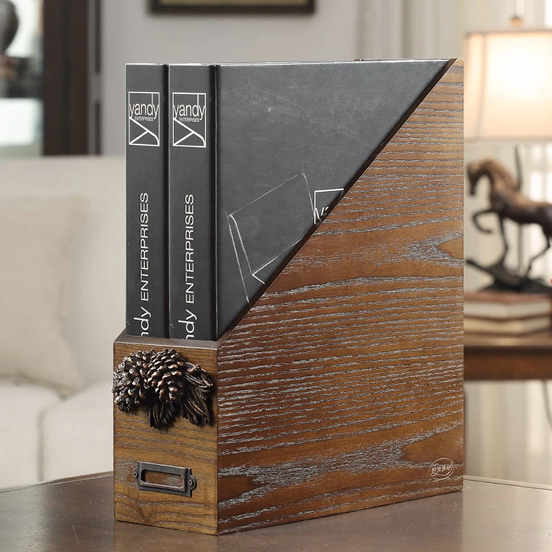 Креативный пасторальный деревянный Настольный ящик для хранения стойка файлов в