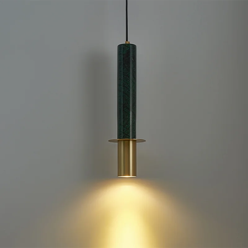 

Wrought Iron Long Tube Suspension Lamp Marble Pendant Light Bedside Restaurant Bar Bra Counter Cash Register Hanging Lamp