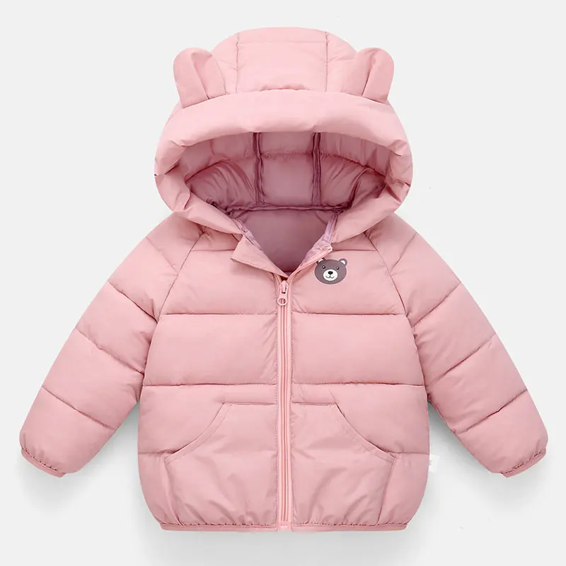 

Winter Children Coat Warm Hooded Baby Down Tops Solid Cartoon Baby Girl Clothes Long Sleeve Boy Parkas Boys Coat