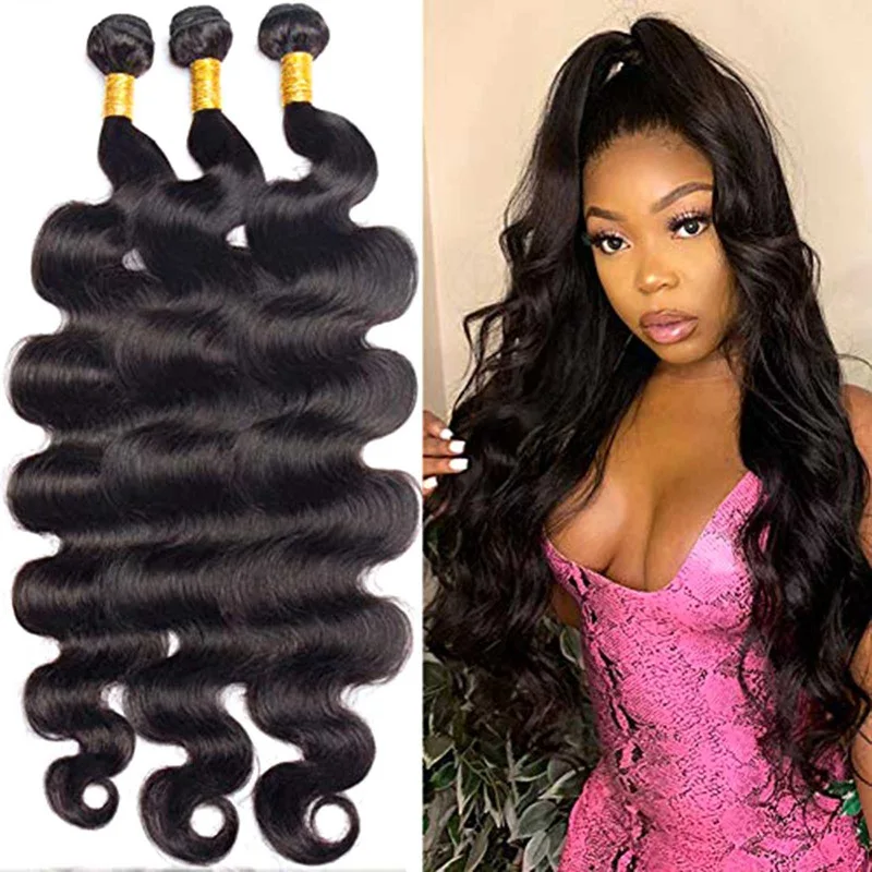 

Body Wave bundles Brazilian Natural Black Hair Weave 4 Remy Synthetic bundles Deals for Black Women Hair Extensions