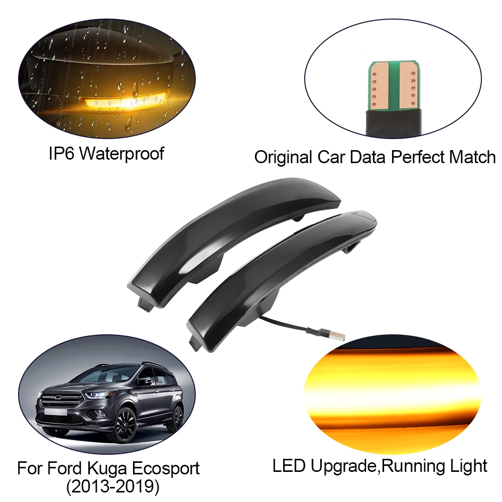 Dasbecan Side Wing LED Flowing Dynamic Turn Signal Blinker Repeater Mirror Flasher Indicator light For Ford Kuga Ecosport 2013 | Автомобили