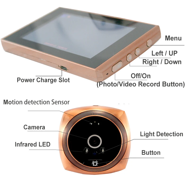 Электронное кольцо с автоматической записью цифровой дверной глазок ночным