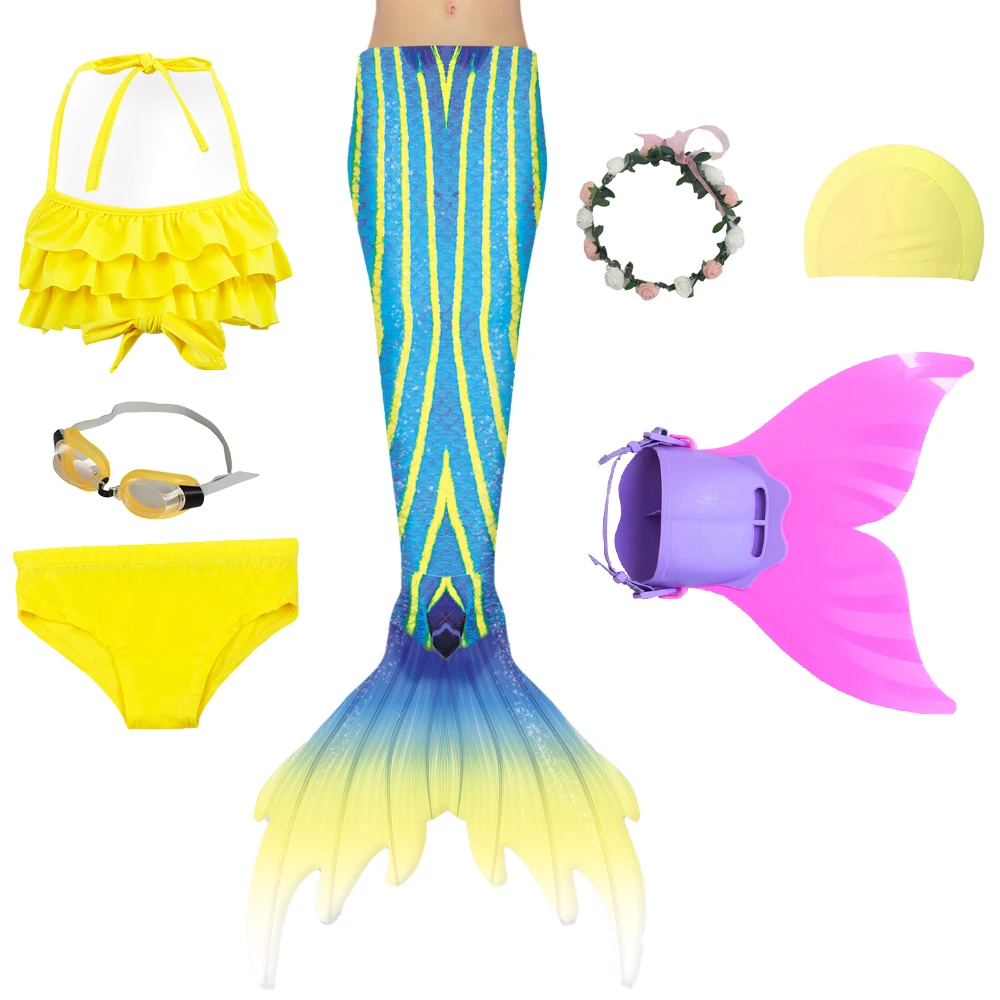 Детский купальник русалки для девочек розовый и синий косплея хвоста купальники