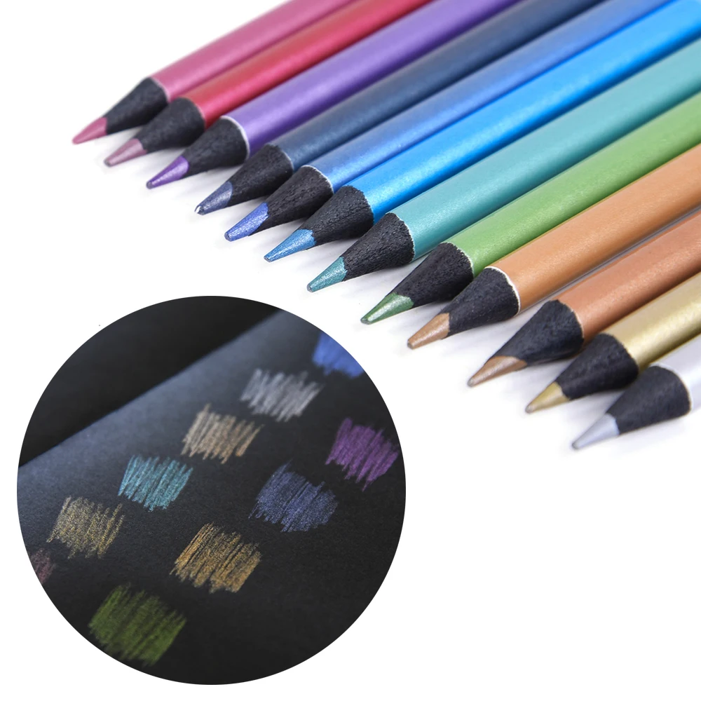 

3sets Colored Pencils Set Professional Artist Colored Pencil Kit with 12 Metallic 12 Macaron Color 12 Skin Tones