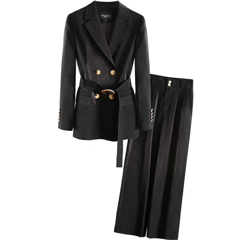 Потрясающий костюм из двух предметов брюки Женский на весну и осень 2021 с широкими