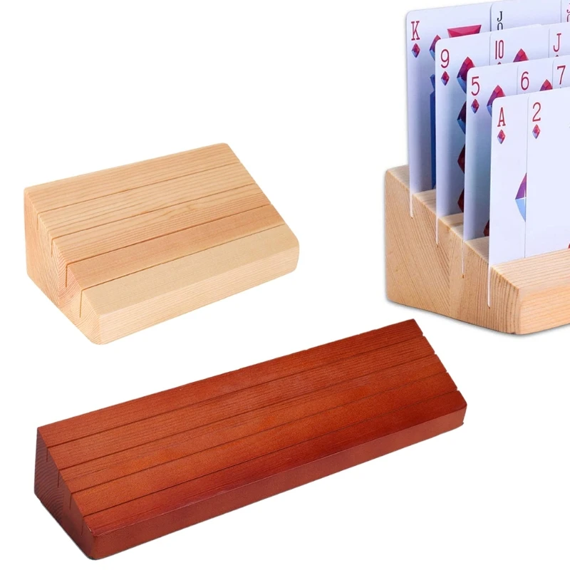 

Wooden Playing Card Holder Poker Rack Trays for Organizing Cards on Party Game