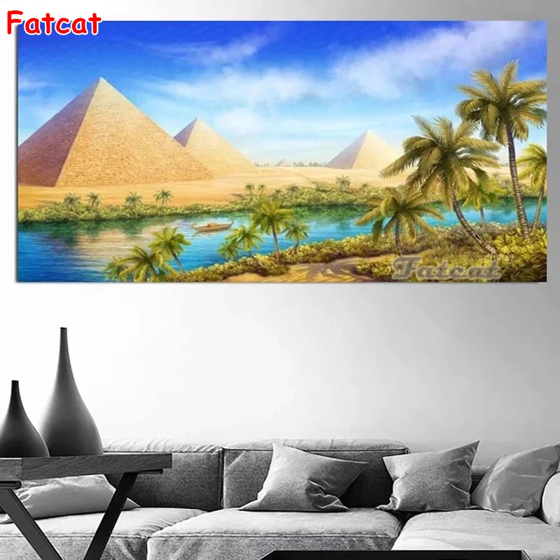 

5d алмазная живопись для творчества, египетская пирамида, полная квадратная картина, искусство, ландшафт, домашний декор PP3383