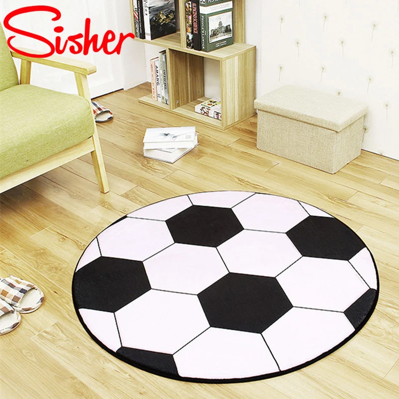 Anti-slip Polyester Ball Round Carpet Computer Chair Pad Football Basketball Living Room Mat Children Bedroom Rugs | Дом и сад