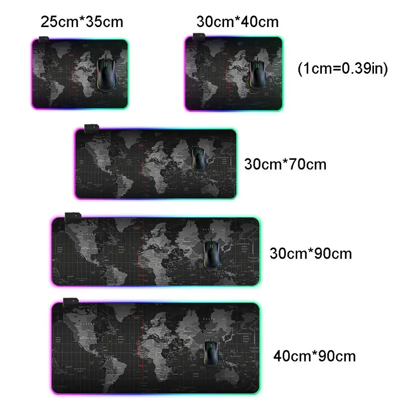 

RGB Large Gaming Mouse Pad World Map Computer Mousepad Gamer Big Led Mouse Mat