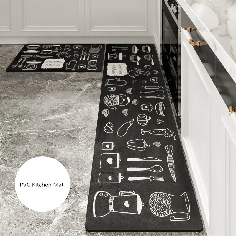Водонепроницаемый коврик для кухни из ПВХ с антипроскальным эффектом, современный дизайн, для дома вход/коридор, безмытьевая  площадка для пола.
