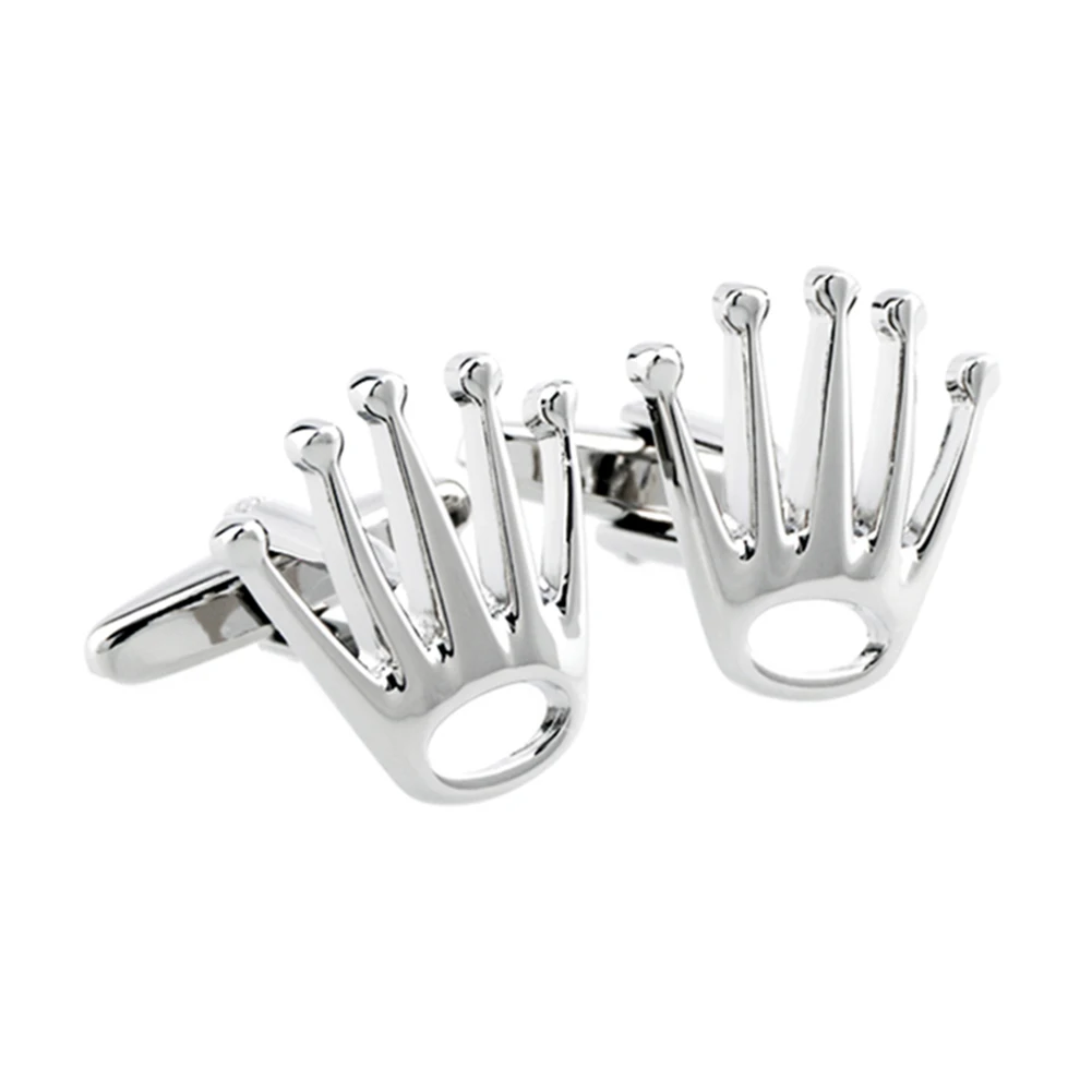 silver Новые запонки короны Модная рубашка на пуговицах многоцветный Корона Свадебные Жених лазерные Запонки Высокое качество Бизнес мужские ювелирные изделия - Окраска металла: silver