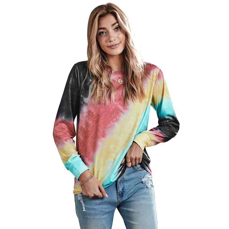 

Women Sweatshirts New Fashion Printed Round Neck Pullover Long Sleeve Casual Spring Autumn Sweatshirt Thin Female Knitted Tops