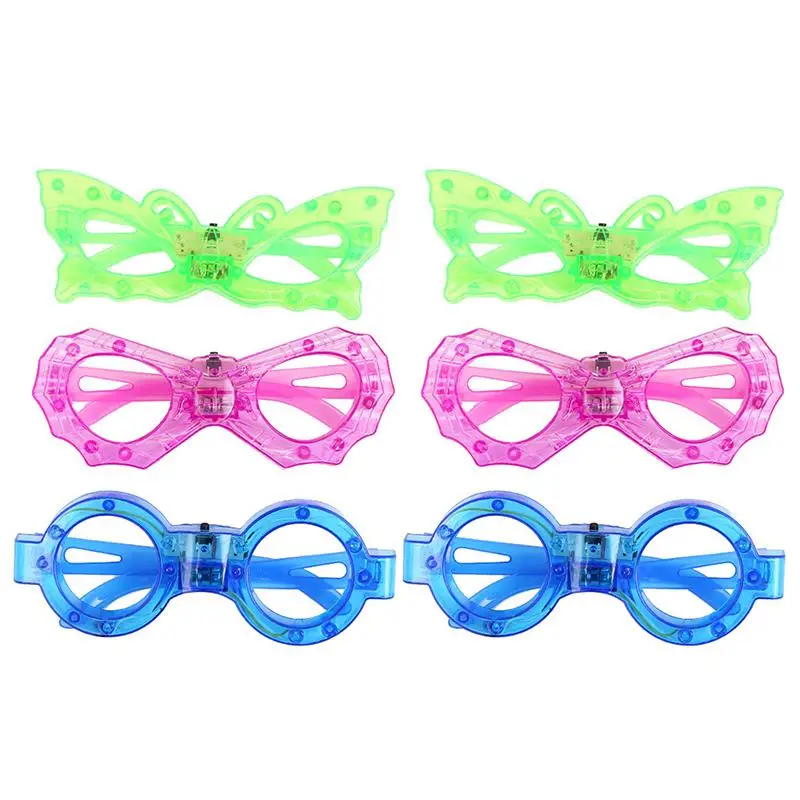 

6 Pairs LED Glowing Eye Glasses For Kids Plastic Novelty Flashing Glasses For Happy Christmas Party Children Gifts Random Color