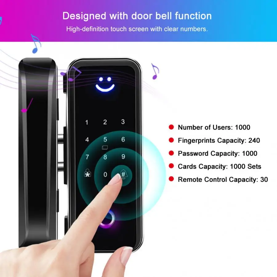 Умный Замок со стеклянной дверью сканером отпечатков пальцев IC-картой Bluetooth