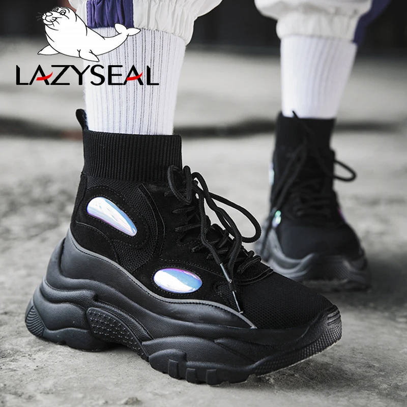 Кроссовки LazySeal женские на платформе 5 см увеличивающие рост сетчатые полусапожки