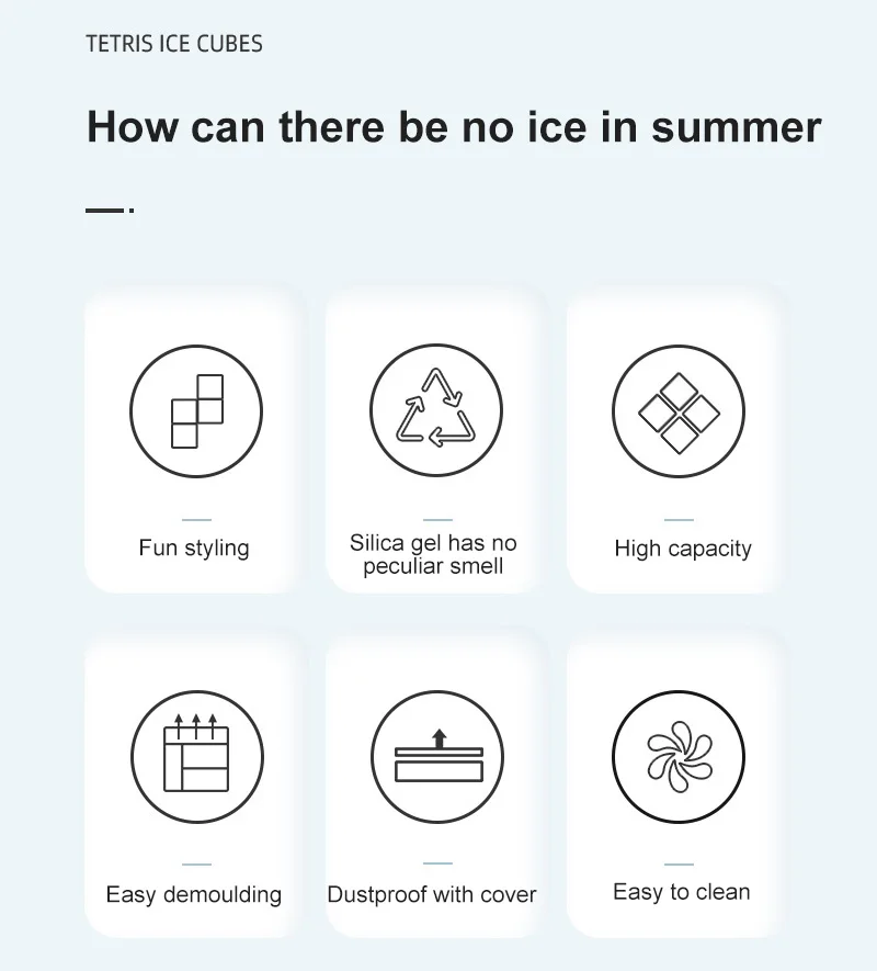 

1pc Creative Square Silicon Tape Tetris Ice Mold Cover Quick Freezing Ice Block Mould Russian Block Large Ice Box Ice Cream Tool