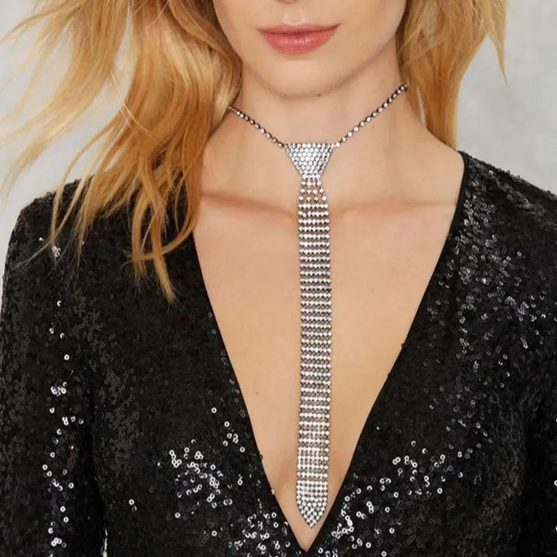

Fashion Luxury Diamond Tie Rhinestone Collar Tie In Wedding Banquet Feast Club Party Shinning PXPB