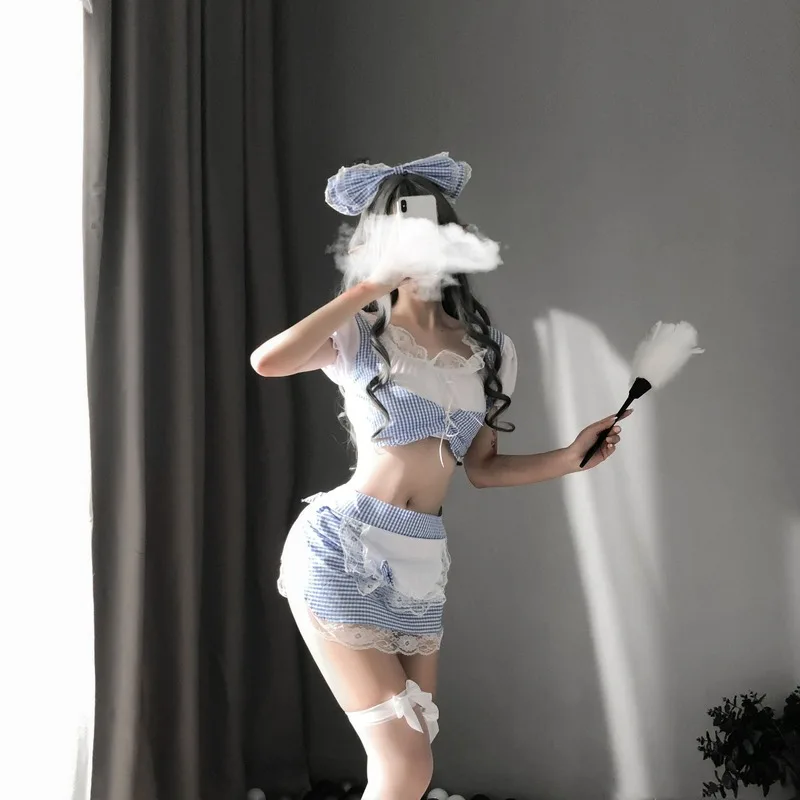 

Apron Sexy Cow Maid Cosplay Anime Seductive Lingerie Halloween Outfits for Women Cute Underwear Roleplay Schoolgirl Costume New