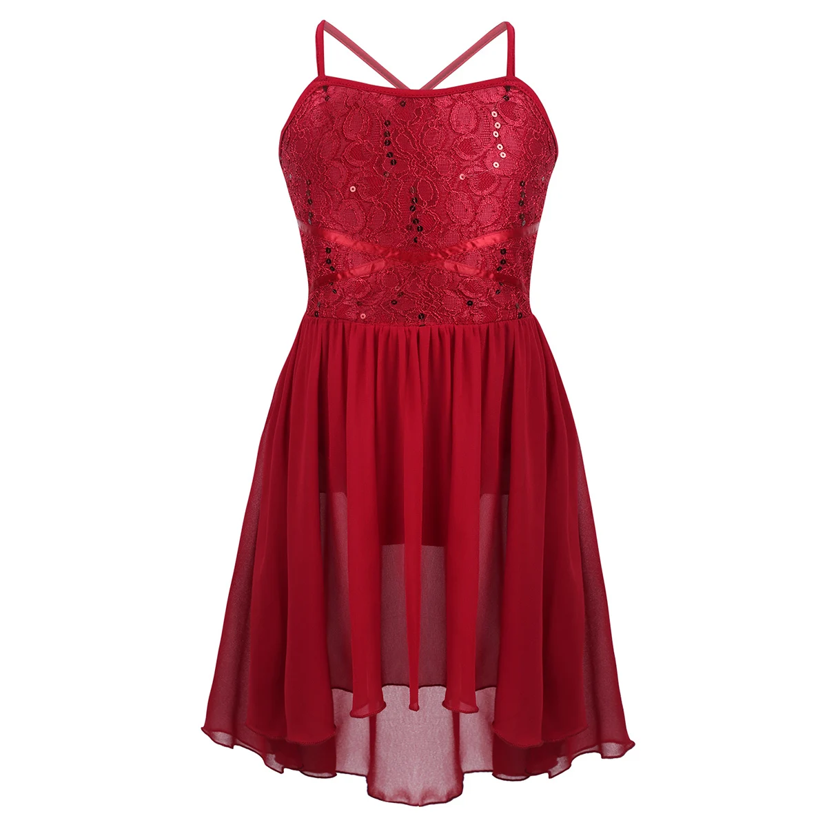 Детское балетное кружевное трико с блестками для девочек шифоновое платье