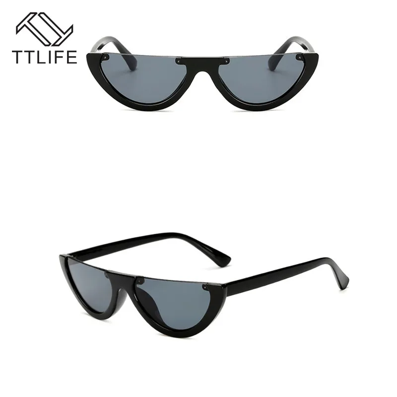 

TTLIFE Cool Rimless Sunglasses Trendy Half Frame Cat Eye Sunglass Women Fashion Clear un Glasses Ladies Eyewear Gafas De Sol