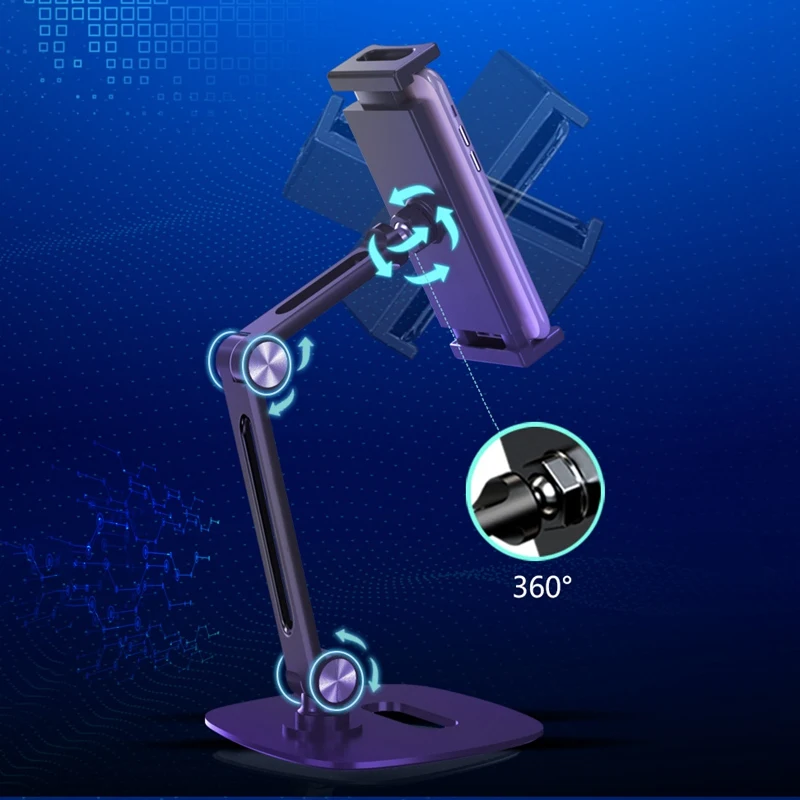 

RK-C42 Tablet Computer Stand Phone Stand Desktop Bracket Lazy Folding Aluminum Alloy Bracket for Mobile Phone Holder
