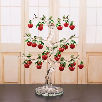 26pcs cherries tree Стеклянная вишня с кристаллами дерево фигурки ремесла фэншуй орнамент домашний Декор рождественские новогодние подарки, сувениры Декор Орнамент - Цвет: 26pcs cherries tree
