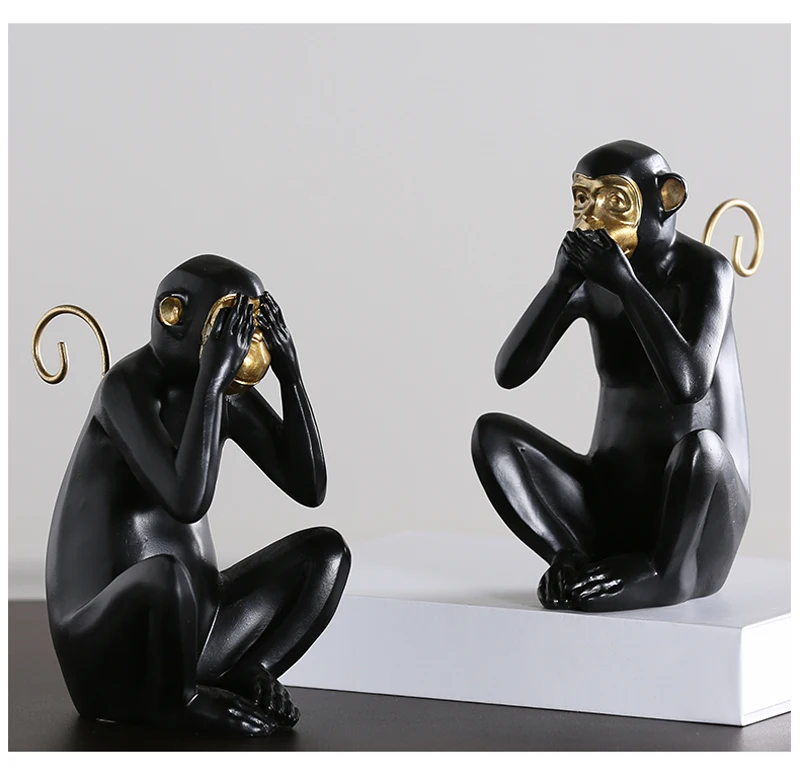 Три мудрый смолы статуэтки обезьян для дома буддийские Декор не слушайте Don't talk